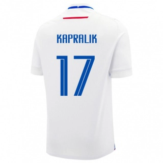 נשים סלובקיה Adrian Kapralik #17 לָבָן הרחק ג'רזי 24-26 חולצה קצרה
