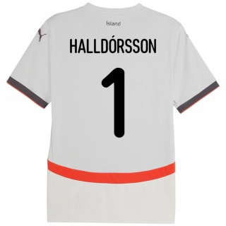 נשים אִיסלַנד Elmar Ágúst Halldórsson #1 לָבָן הרחק ג'רזי 24-26 חולצה קצרה