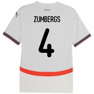 נשים אִיסלַנד Aron Kristinn Zumbergs #4 לָבָן הרחק ג'רזי 24-26 חולצה קצרה