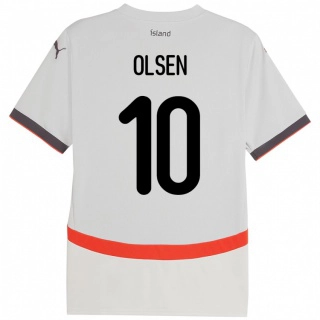 נשים אִיסלַנד Gunnar Olsen #10 לָבָן הרחק ג'רזי 24-26 חולצה קצרה