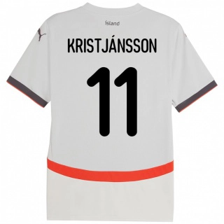 נשים אִיסלַנד Tómas Óli Kristjánsson #11 לָבָן הרחק ג'רזי 24-26 חולצה קצרה