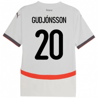 נשים אִיסלַנד Alexander Máni Gudjónsson #20 לָבָן הרחק ג'רזי 24-26 חולצה קצרה