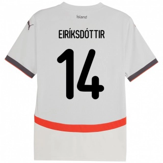 נשים אִיסלַנד Hlín Eiríksdóttir #14 לָבָן הרחק ג'רזי 24-26 חולצה קצרה