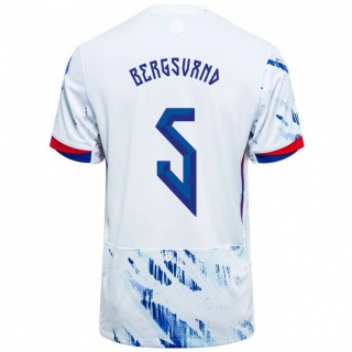 נשים נורבגיה Guro Bergsvand #5 לבן כחול הרחק ג'רזי 24-26 חולצה קצרה