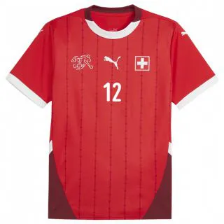 ילדים שווייץ Jayden Stucki #12 אָדוֹם ג'רזי ביתית 24-26 חולצה קצרה