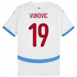 ילדים צ'כיה Kristian Vukovic #19 לבן הרחק ג'רזי 24-26 חולצה קצרה