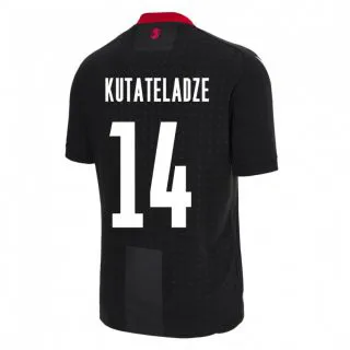 ילדים גאורגיה Alexandre Kutateladze #14 שָׁחוֹר הרחק ג'רזי 24-26 חולצה קצרה
