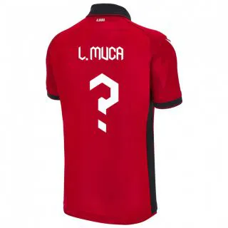 גברים אלבניה Leonard Muca #0 אָדוֹם ג'רזי ביתית 24-26 חולצה קצרה