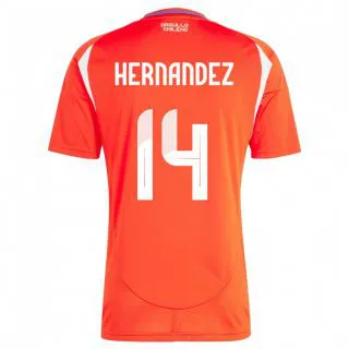גברים צ'ילה Leandro Hernández #14 אָדוֹם ג'רזי ביתית 24-26 חולצה קצרה