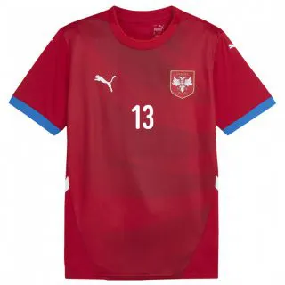 נשים סרביה Milan Copic #13 אָדוֹם ג'רזי ביתית 24-26 חולצה קצרה