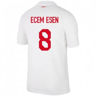 נשים טורקיה Emine Ecem Esen #8 לבן ג'רזי ביתית 24-26 חולצה קצרה
