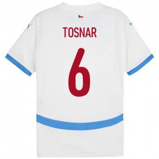נשים צ'כיה Jakub Tosnar #6 לבן הרחק ג'רזי 24-26 חולצה קצרה