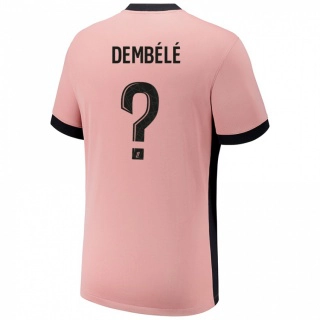 ילדים Omar Dembélé #0 ורוד חלודה ג'רזי קיט שלישי 2024/25 חולצה קצרה