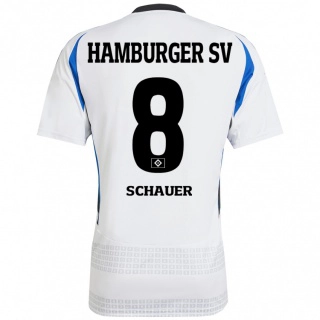 נשים Martin Schauer #8 לבן כחול ג'רזי ביתית 2024/25 חולצה קצרה