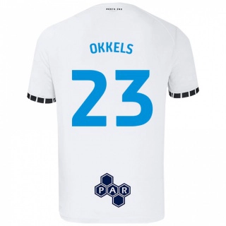 ילדים Jeppe Okkels #23 לָבָן ג'רזי ביתית 2024/25 חולצה קצרה