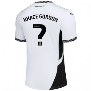 גברים Khace Gordon #0 לבן שחור ג'רזי ביתית 2024/25 חולצה קצרה