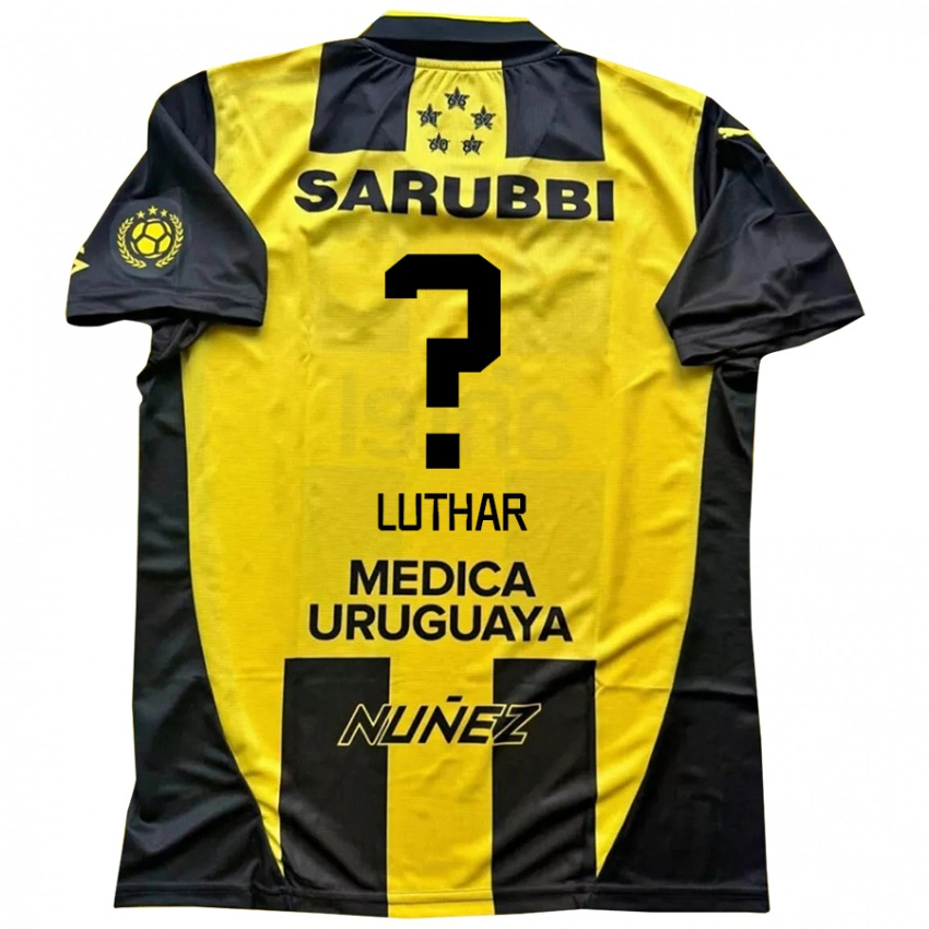 ילדים Thiago Luthar #0 שחור צהוב ג'רזי ביתית 2025/26 חולצה קצרה