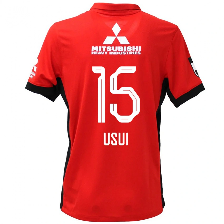 ילדים Tsubasa Usui #15 אדום לבן ג'רזי ביתית 2025/26 חולצה קצרה