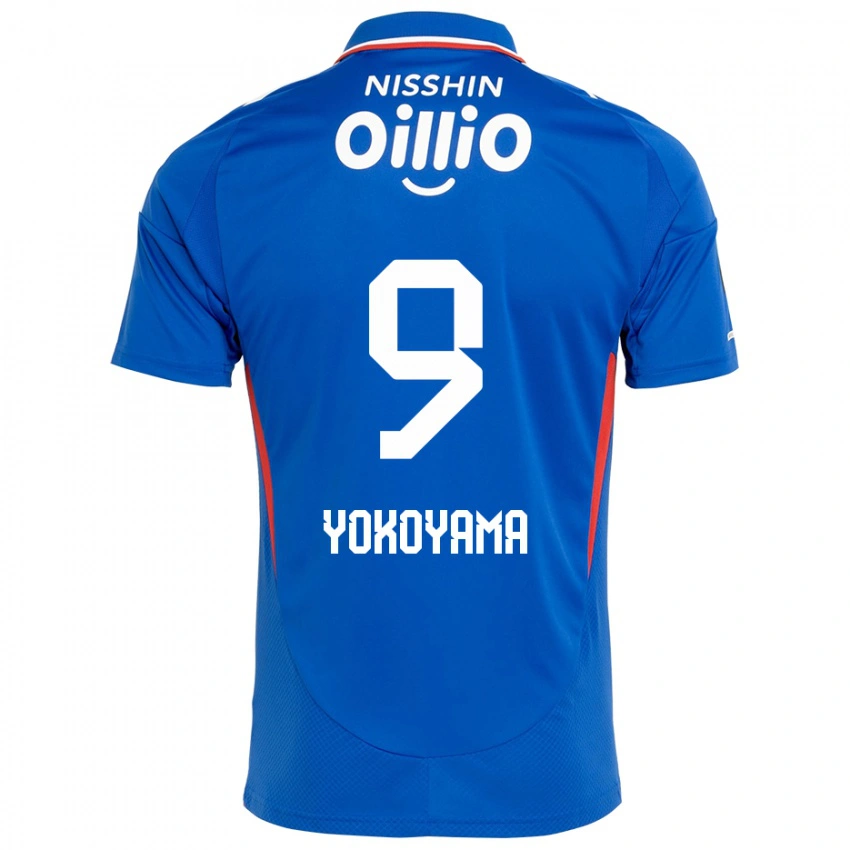 ילדים Shunsuke Yokoyama #9 לבן כחול מלכותי ג'רזי ביתית 2025/26 חולצה קצרה