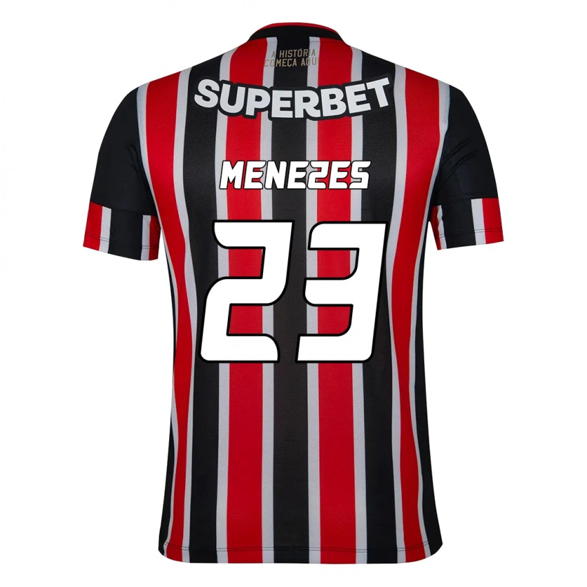 ילדים Bia Menezes #23 אדום שחור לבן הרחק ג'רזי 2025/26 חולצה קצרה