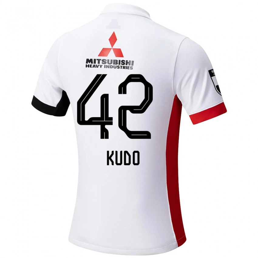 ילדים Kota Kudo #42 אדום לבן הרחק ג'רזי 2025/26 חולצה קצרה