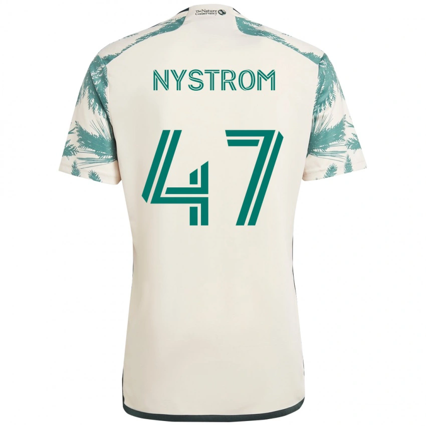 גברים Maximo Nystrom #47 שחור חום הרחק ג'רזי 2025/26 חולצה קצרה