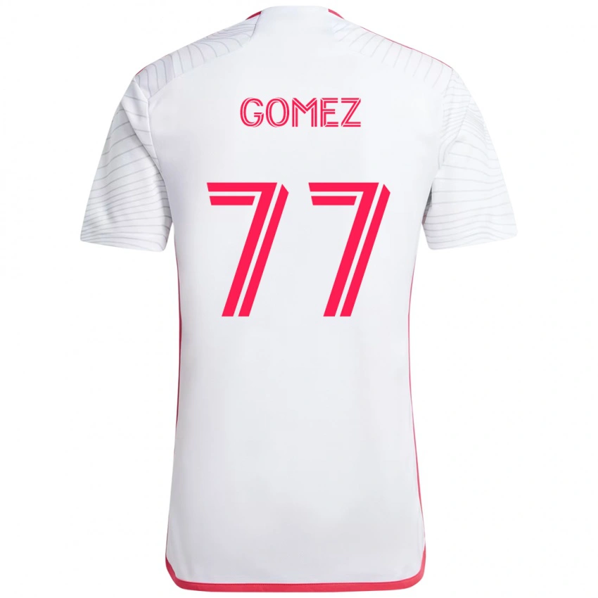 גברים Sam Gomez #77 מג'נטה לבן הרחק ג'רזי 2025/26 חולצה קצרה