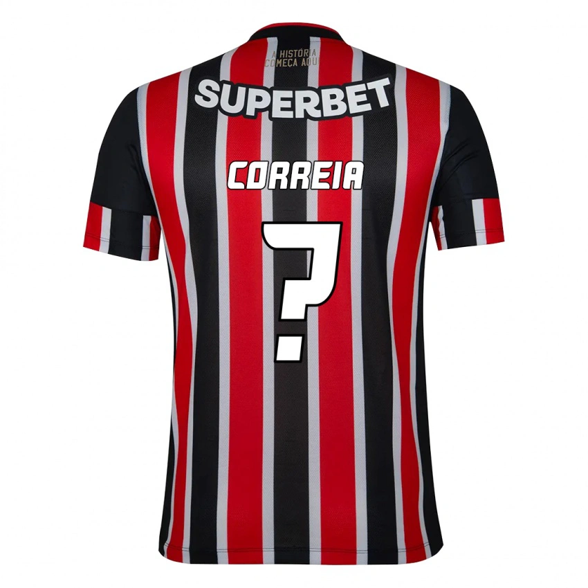 גברים Arthur Correia #0 אדום שחור לבן הרחק ג'רזי 2025/26 חולצה קצרה