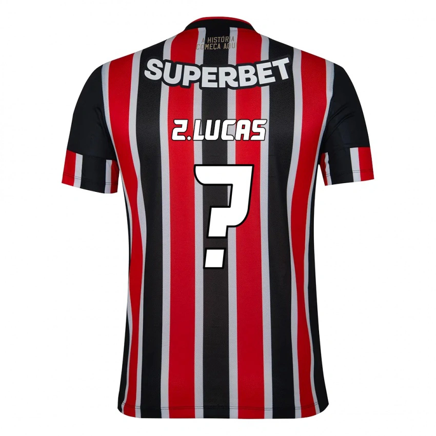 גברים Zé Lucas #0 אדום שחור לבן הרחק ג'רזי 2025/26 חולצה קצרה