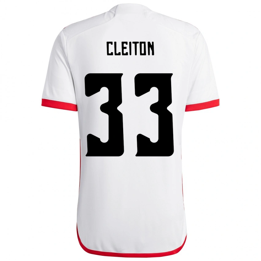 גברים Cleiton #33 לבן אדום הרחק ג'רזי 2025/26 חולצה קצרה