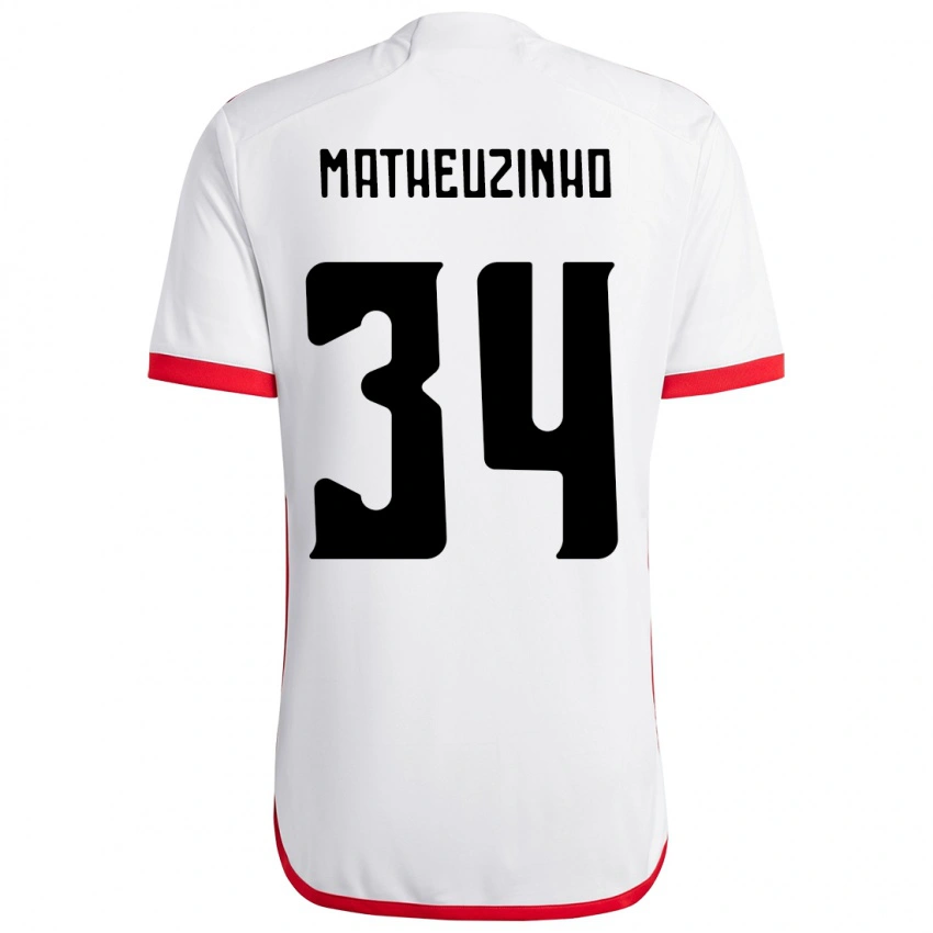 גברים Matheuzinho #34 אדום שחור הרחק ג'רזי 2025/26 חולצה קצרה