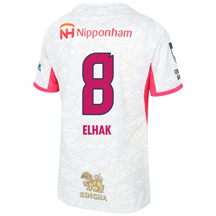 גברים Akuro Elhak #8 ורוד סאקורה לבן הרחק ג'רזי 2025/26 חולצה קצרה