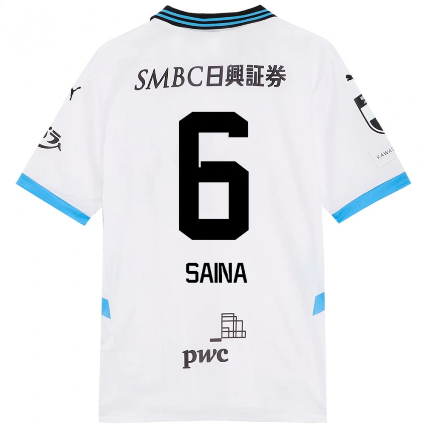 נשים Yuta Saina #6 תכלת שמיים שחור הרחק ג'רזי 2025/26 חולצה קצרה
