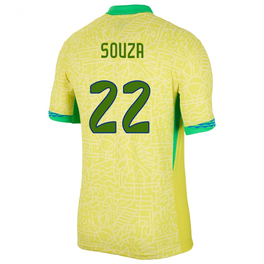 ילדים ברזיל Luiz Souza #22 צהוב ג'רזי ביתית 24-26 חולצה קצרה