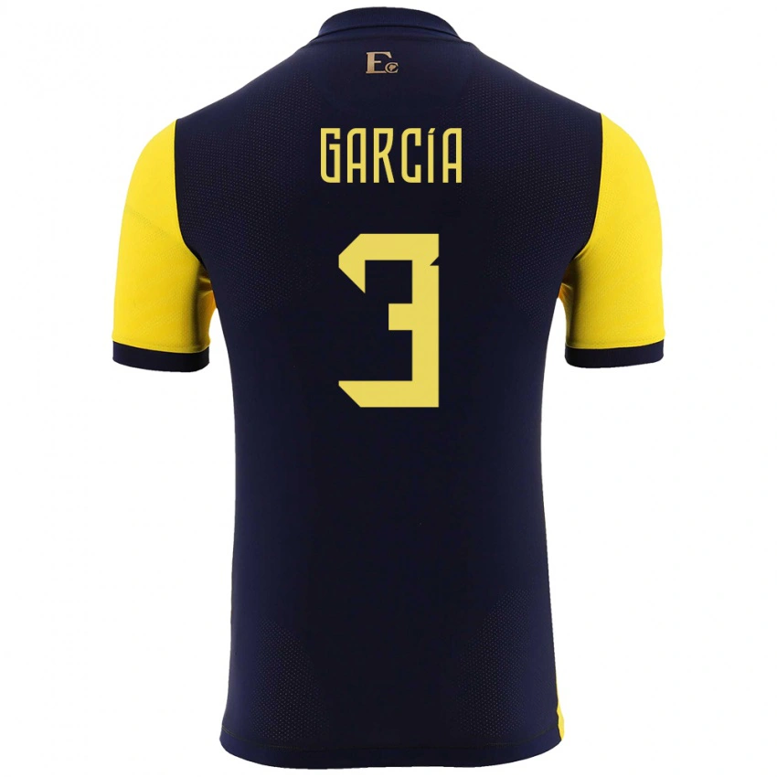 ילדים אקוודור Christian García #3 צהוב ג'רזי ביתית 24-26 חולצה קצרה