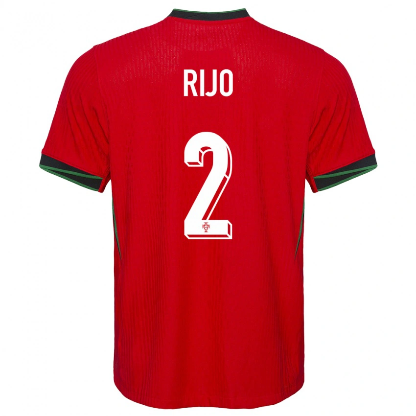 ילדים פורטוגל João Rijo #2 אָדוֹם ג'רזי ביתית 24-26 חולצה קצרה