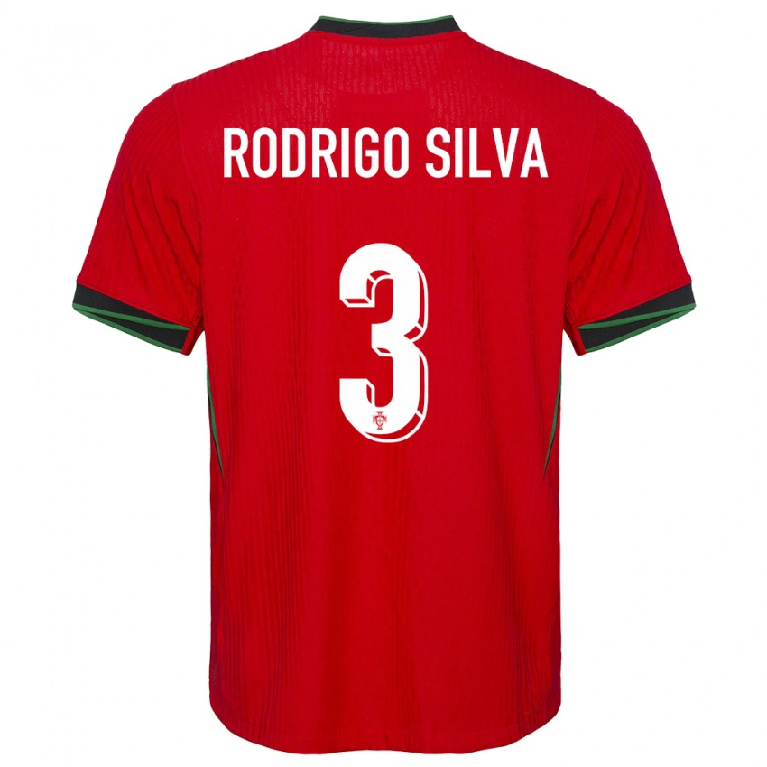 ילדים פורטוגל Rodrigo Silva #3 אָדוֹם ג'רזי ביתית 24-26 חולצה קצרה
