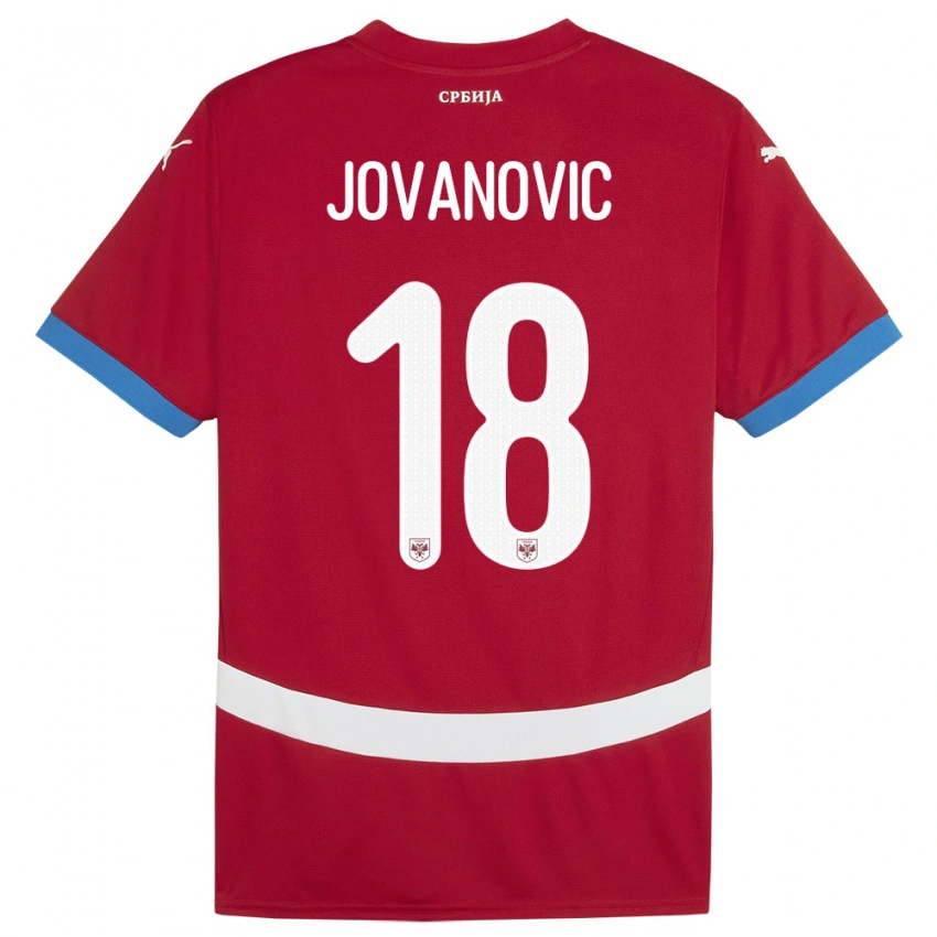 ילדים סרביה Dusan Jovanovic #18 אָדוֹם ג'רזי ביתית 24-26 חולצה קצרה