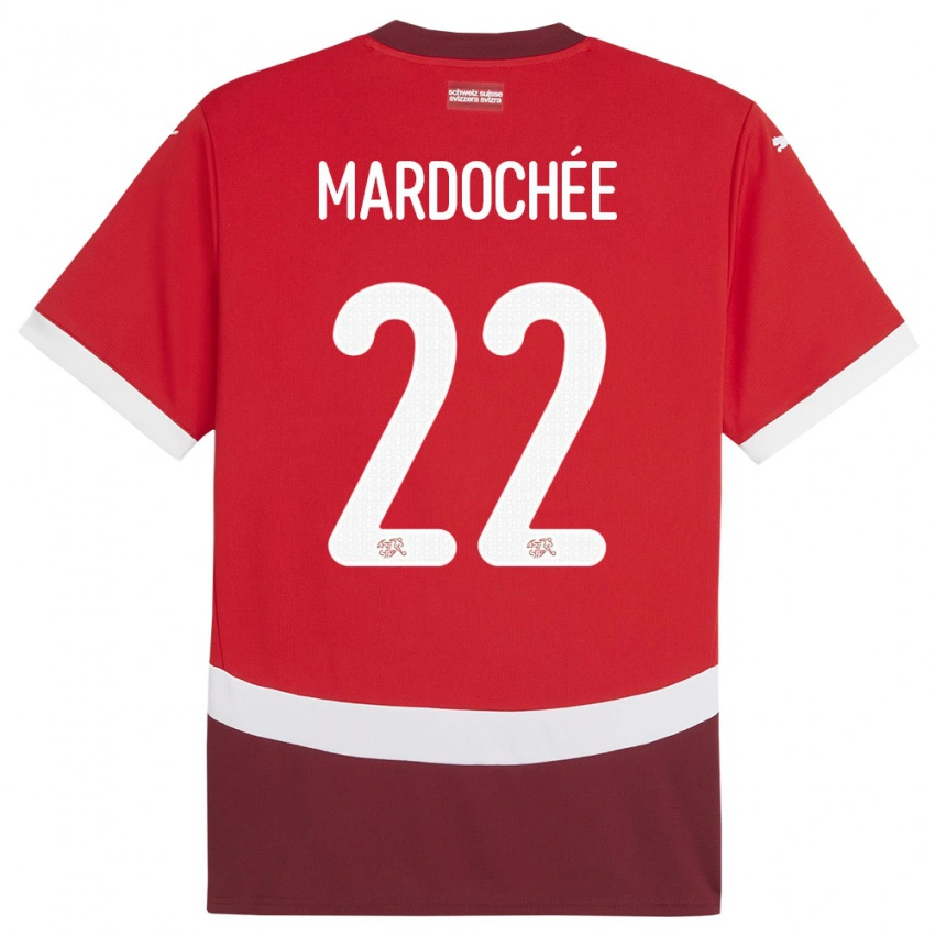 ילדים שווייץ Miguel Mardochée #22 אָדוֹם ג'רזי ביתית 24-26 חולצה קצרה