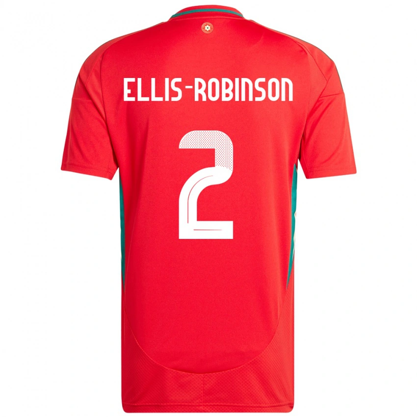 ילדים ויילס Eddie Ellis-Robinson #2 אָדוֹם ג'רזי ביתית 24-26 חולצה קצרה