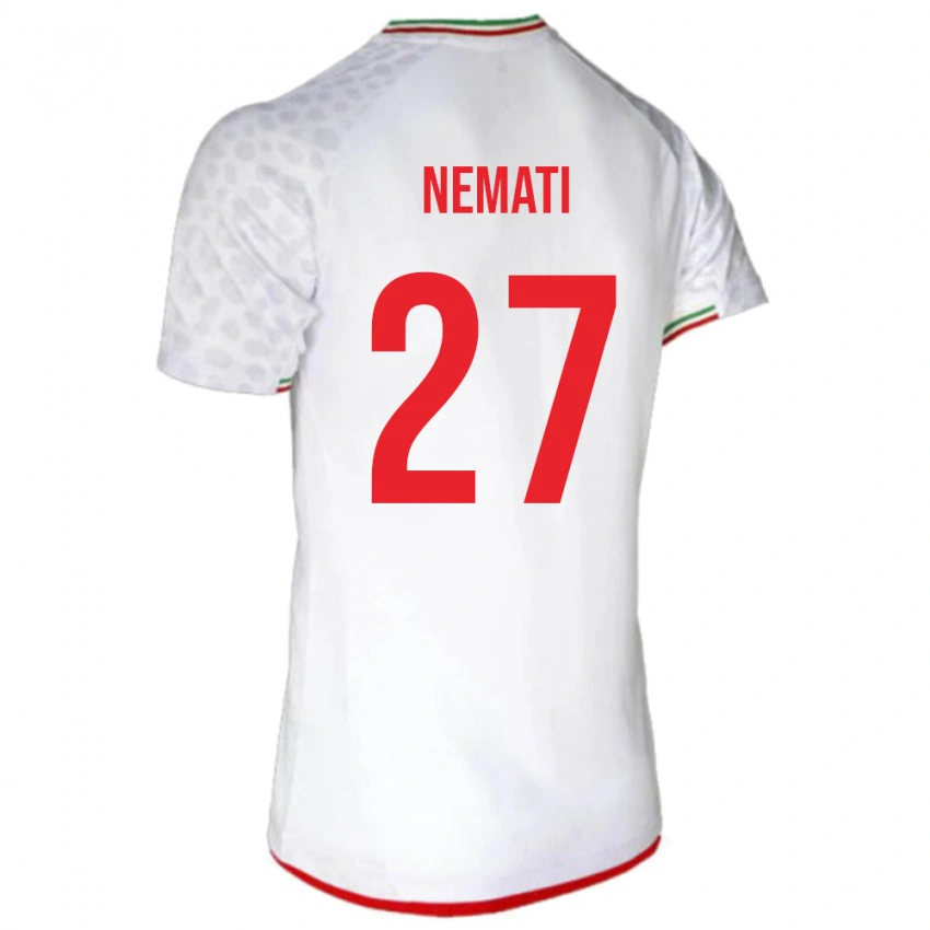 ילדים איראן Ali Nemati #27 לָבָן ג'רזי ביתית 24-26 חולצה קצרה