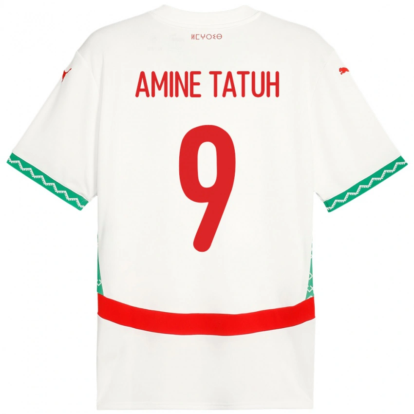 ילדים מָרוֹקוֹ Mohammed Amine Tatuh #9 לָבָן הרחק ג'רזי 24-26 חולצה קצרה