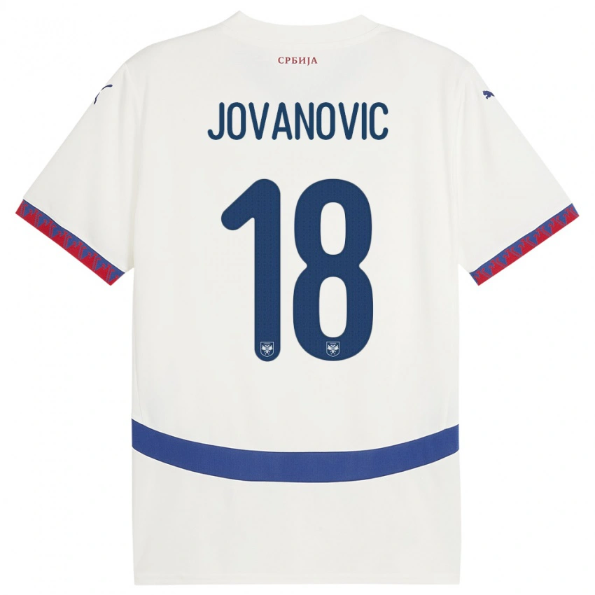 ילדים סרביה Dusan Jovanovic #18 לבן הרחק ג'רזי 24-26 חולצה קצרה