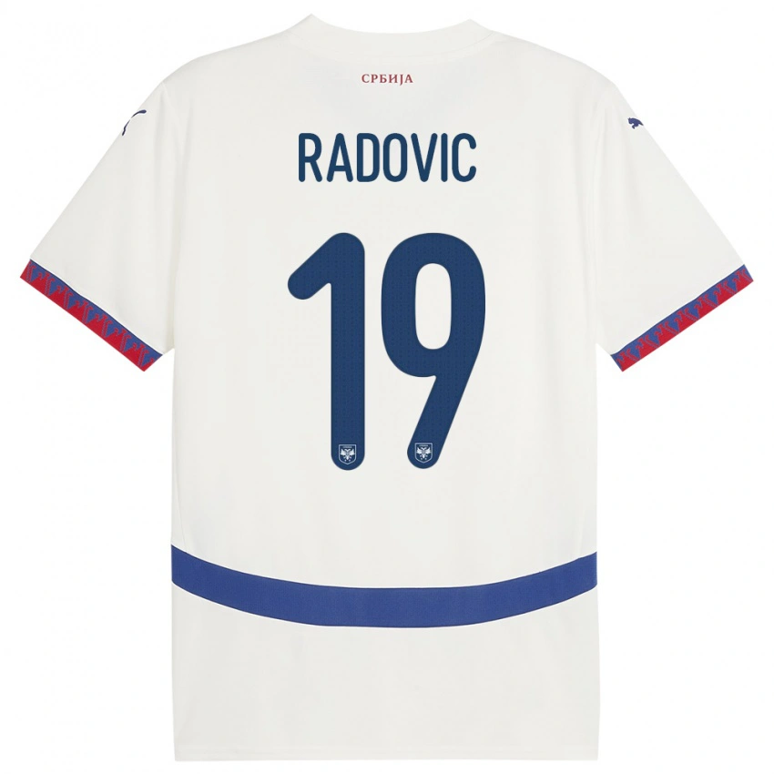 ילדים סרביה Dusan Radovic #19 לבן הרחק ג'רזי 24-26 חולצה קצרה