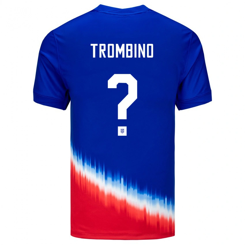ילדים ארצות הברית Caleb Trombino #0 כְּחוֹל הרחק ג'רזי 24-26 חולצה קצרה