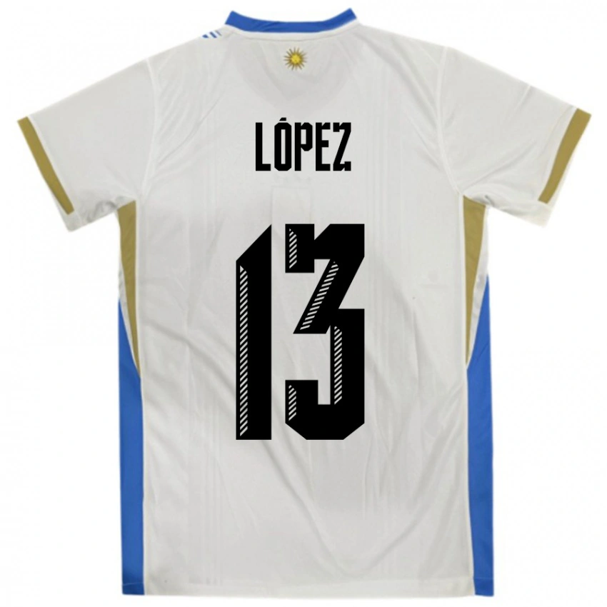 ילדים אורוגוואי Nahuel López #13 לבן כחול הרחק ג'רזי 24-26 חולצה קצרה