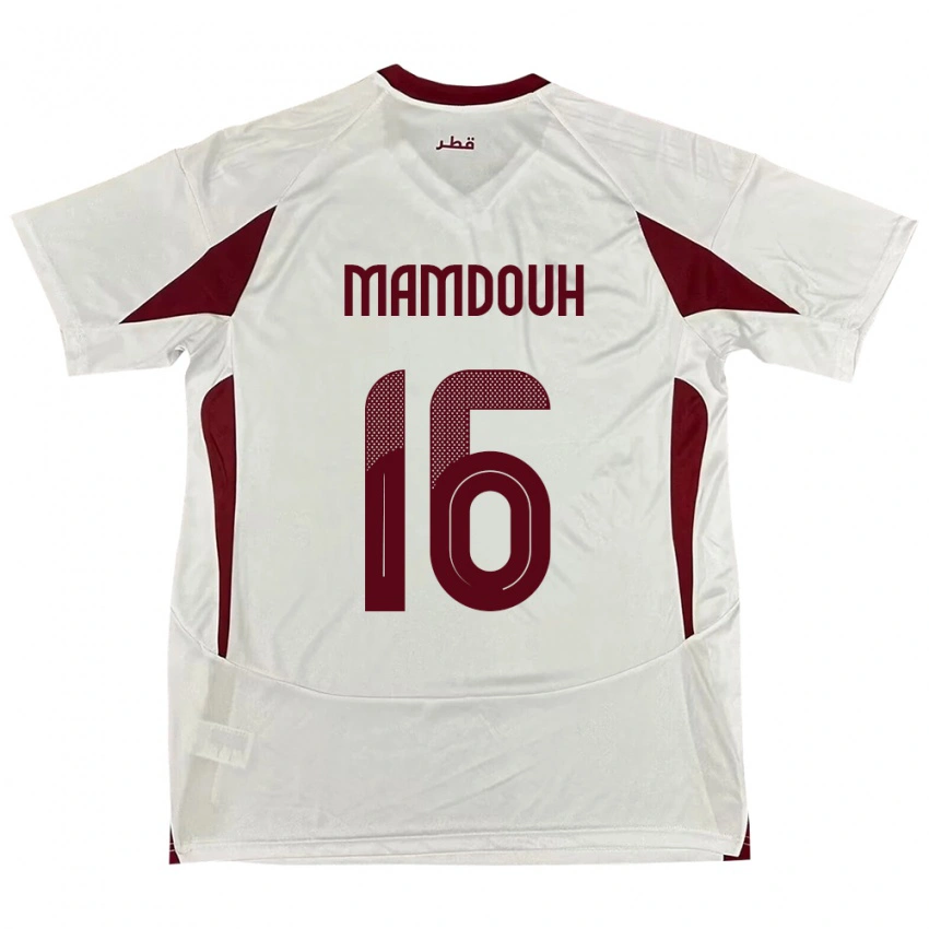 ילדים קטאר Bahaa Mamdouh #16 לָבָן הרחק ג'רזי 24-26 חולצה קצרה