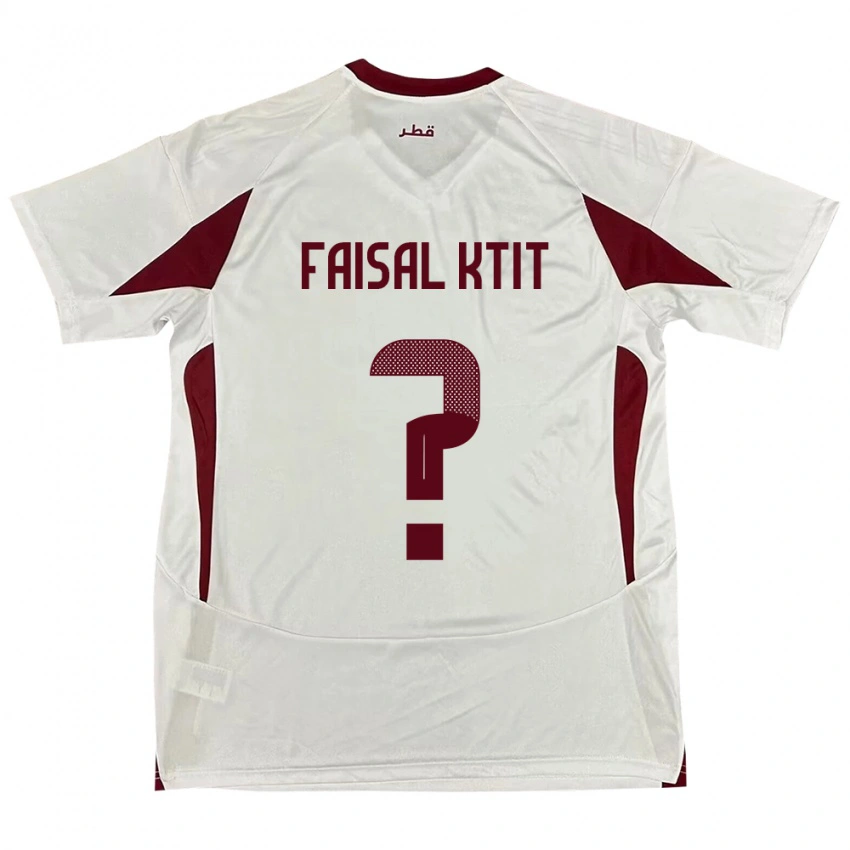 ילדים קטאר Zaid Faisal Ktit #0 לָבָן הרחק ג'רזי 24-26 חולצה קצרה