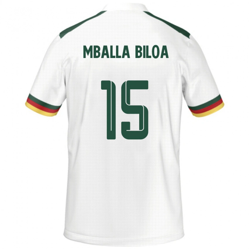 ילדים קמרון Jules Victor Mballa Biloa #15 לָבָן הרחק ג'רזי 24-26 חולצה קצרה