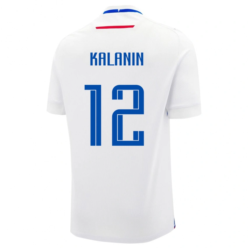 ילדים סלובקיה Filip Kalanin #12 לָבָן הרחק ג'רזי 24-26 חולצה קצרה